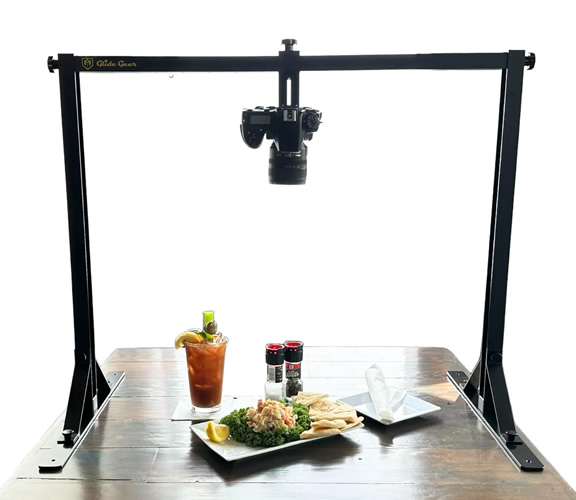 Top-down product demonstration filming setup