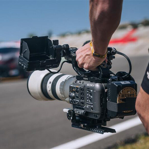 man holding Sony FX6 camera