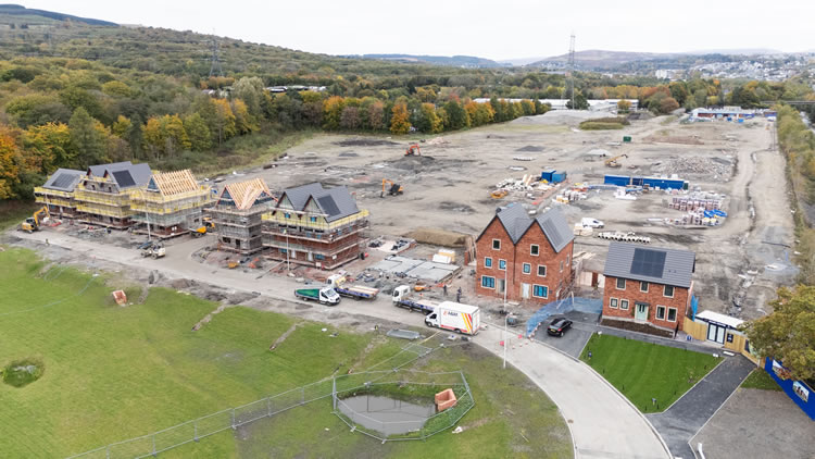 aerial view of a commercial and construction site