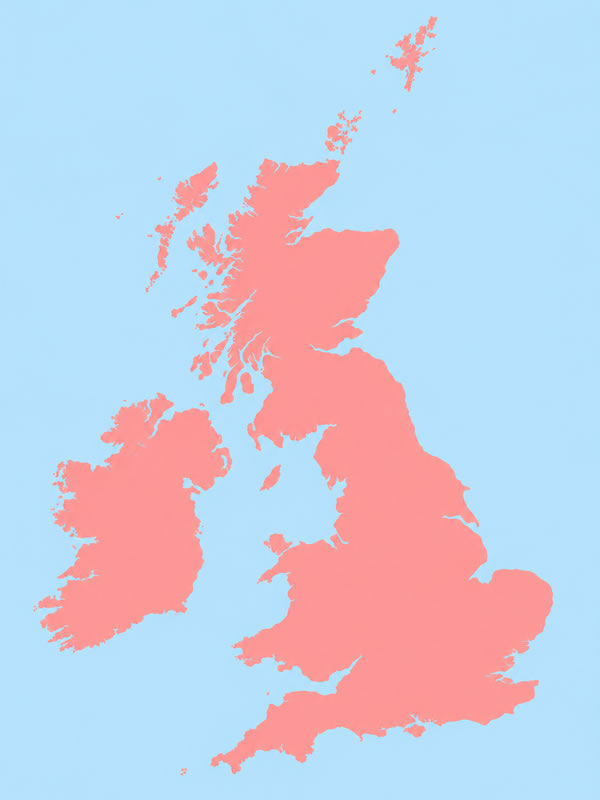 Map of the UK and Ireland showing filming coverage